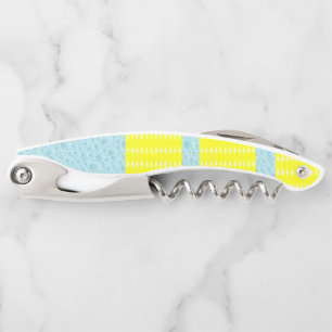 Corkscrew Bottle Opener Yellow and Blue