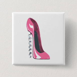 Corkscrew Pink Stiletto Shoe 15 Cm Square Badge