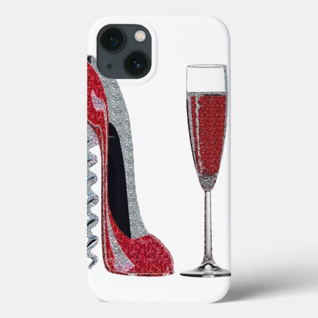 Corkscrew Red Stiletto and Champagne iPad Case (Back)
