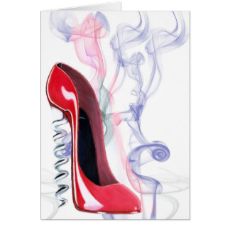 Corkscrew Red Stiletto Shoe Smoking Greeitng Card