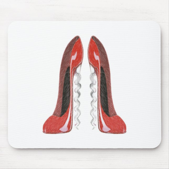 Corkscrew Red Stiletto Shoes Mouse Pad (Front)