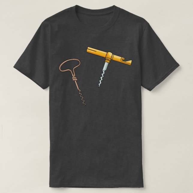 Corkscrew Wine Bottle Opener T-Shirt (Design Front)