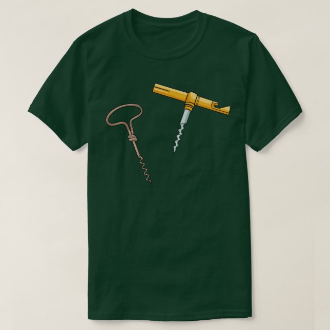 Corkscrew Wine Bottle Opener T-Shirt (Design Front)