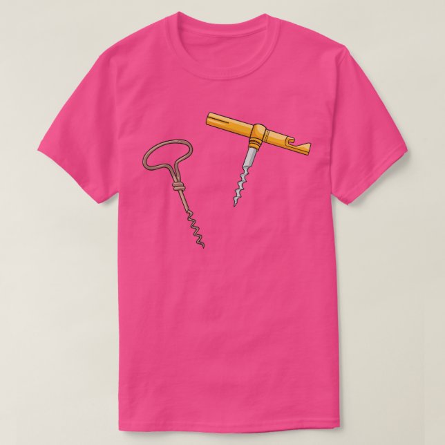 Corkscrew Wine Bottle Opener T-Shirt (Design Front)