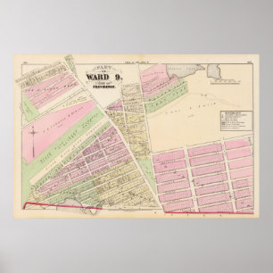 Corliss Cove Cunliffs Pond and Cranston Atlas Map Poster