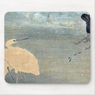 Cormorant and white heron by Kitagawa, Utamaro Mouse Pad