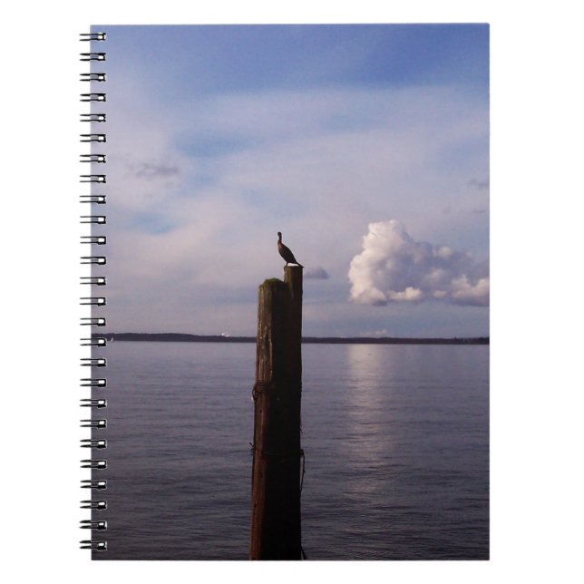 Cormorant On Pole Spiral Notebook (Front)