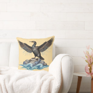 Cormorant on the Rocks  Cushion