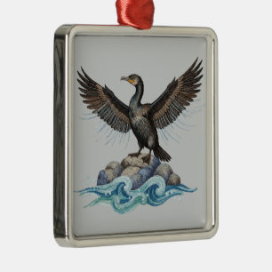 Cormorant on the Rocks Metal Tree Decoration