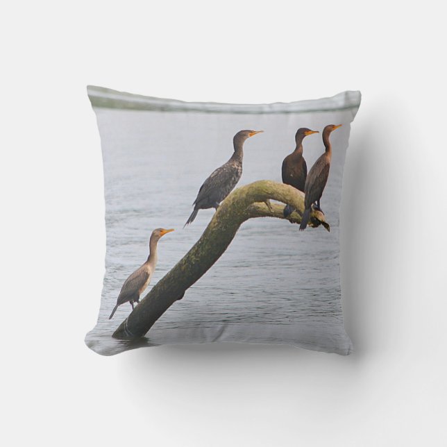 Cormorant Seabird Pillow (Front)