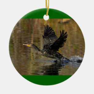 cormorant takeoff ceramic tree decoration