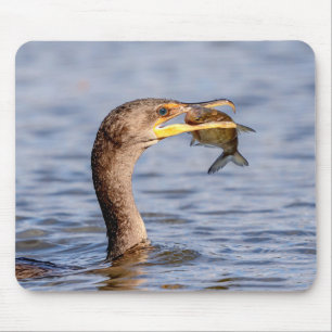 Cormorant with a fish mouse pad