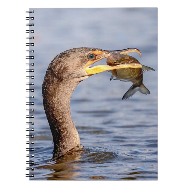 Cormorant with a fish spiral notebook (Front)