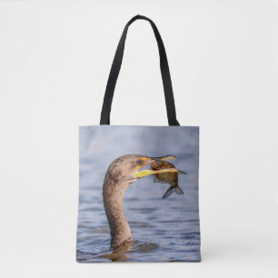 Cormorant with a fish tote bag
