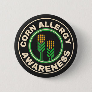 Corn allergy Awareness Black Logo 6 Cm Round Badge