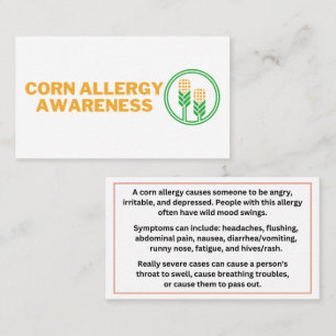 Corn Allergy Awareness Calling Cards