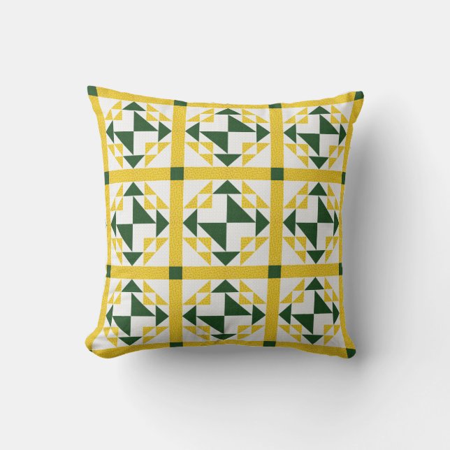 Corn & Beans Quilt Pattern Throw Pillow (Front)