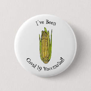 Corn cartoon illustration 6 cm round badge