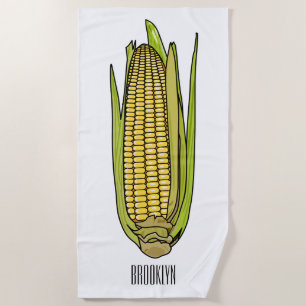 Corn cartoon illustration  beach towel