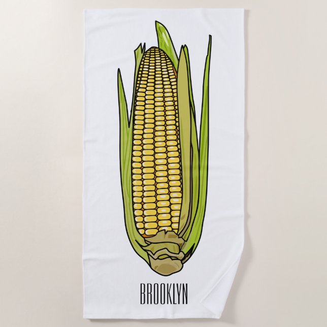 Corn cartoon illustration  beach towel (Front)