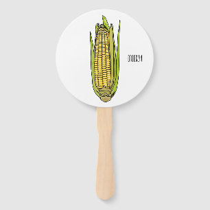 Corn cartoon illustration  hand fan