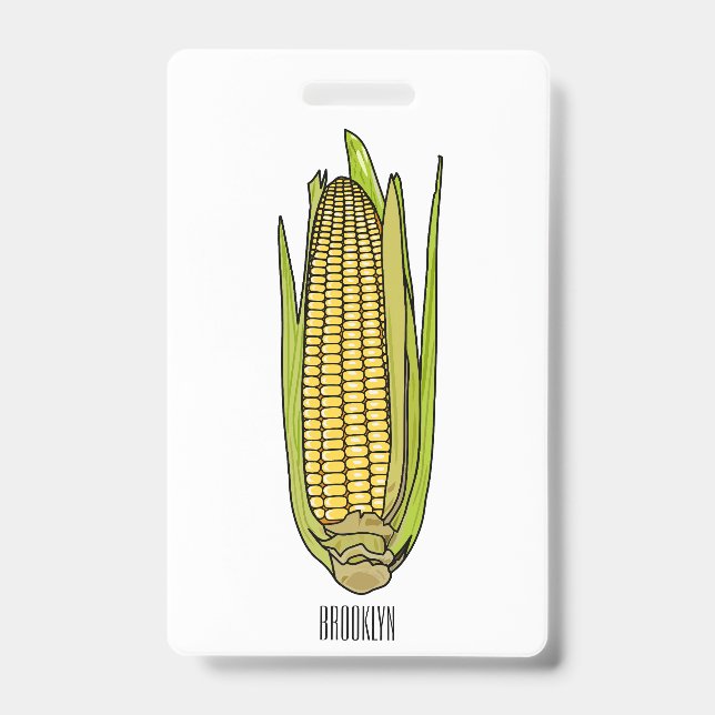 Corn cartoon illustration  ID badge (Front)