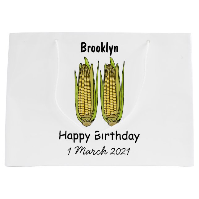 Corn cartoon illustration large gift bag (Front)