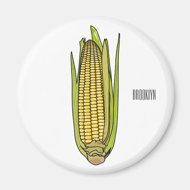 Corn cartoon illustration  magnet (Front)