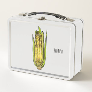 Corn cartoon illustration metal lunch box