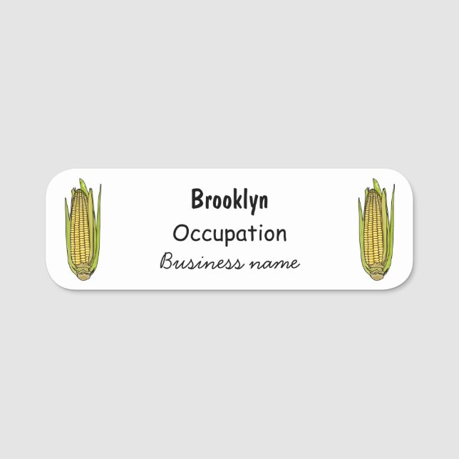 Corn cartoon illustration name tag (Front)