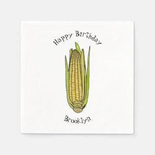 Corn cartoon illustration napkin
