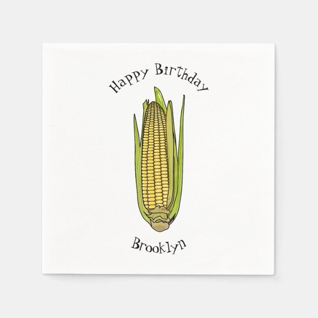 Corn cartoon illustration napkin (Front)