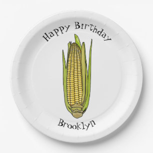 Corn cartoon illustration paper plate