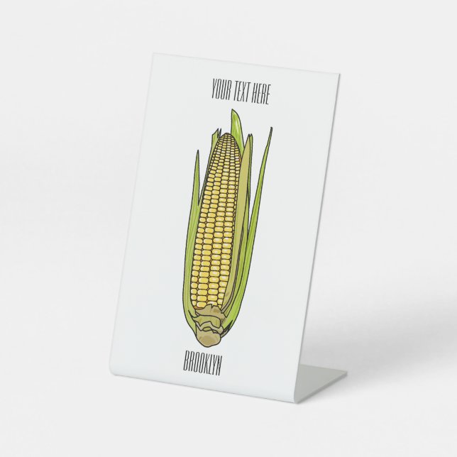 Corn cartoon illustration  pedestal sign (Front)
