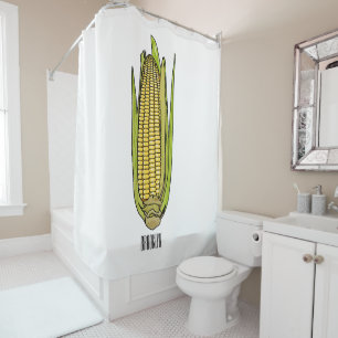 Corn cartoon illustration shower curtain