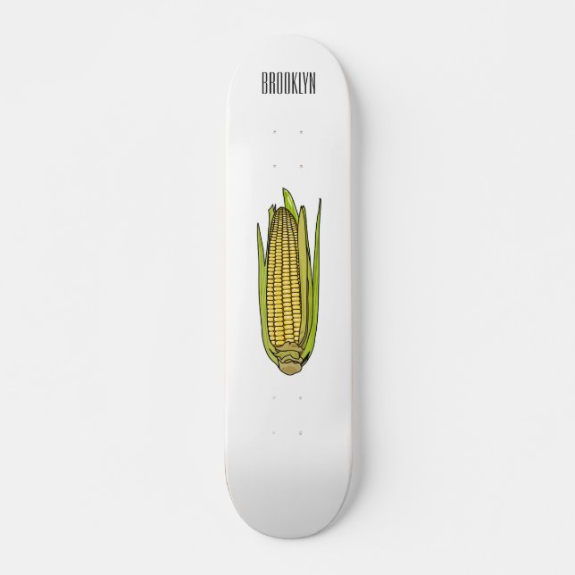 Corn cartoon illustration  skateboard (Front)