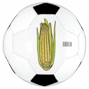 Corn cartoon illustration  soccer ball