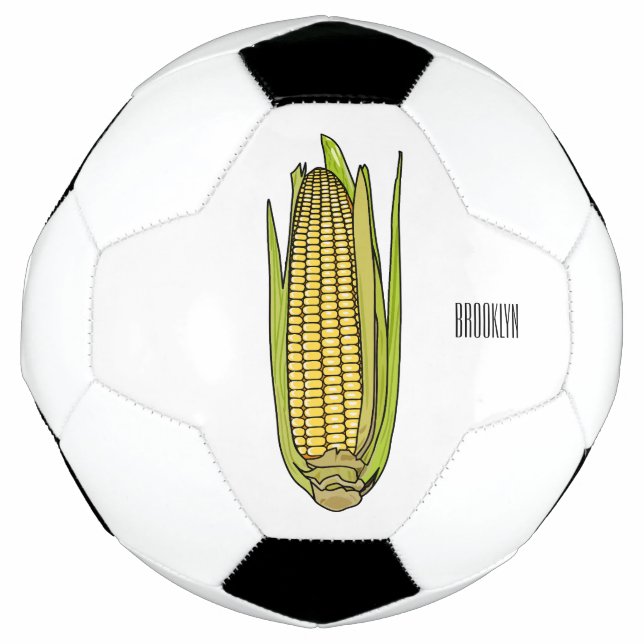 Corn cartoon illustration  soccer ball (Front)