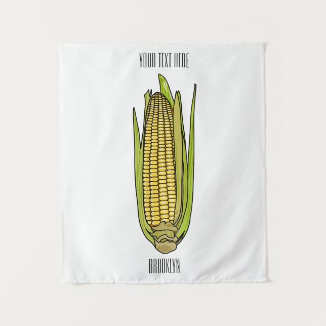 Corn cartoon illustration  tapestry (Front)