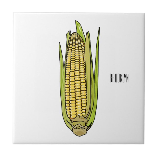 Corn cartoon illustration  tile (Front)