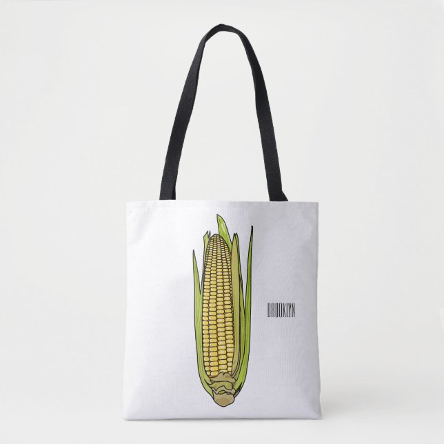 Corn cartoon illustration  tote bag (Front)
