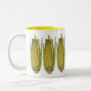 Corn cartoon illustration Two-Tone coffee mug