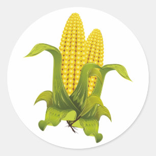 corn cobs classic round sticker