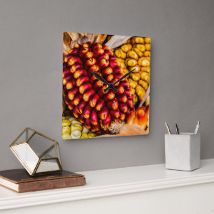 Corn cobs square wall clock