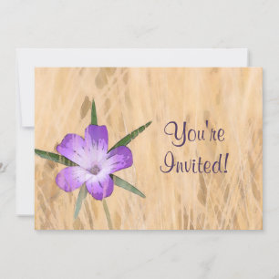 Corn Cockle Flower in Wheat Field Watercolor Invitation