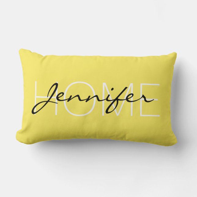 Corn colour home monogram lumbar cushion (Front)