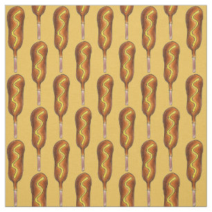 Corn Dog Corndog Hot Dogs on a Stick w/ Mustard Fabric