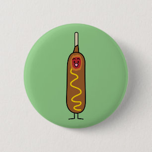 corn dog corndog mustard deep-fried sausage dogs 6 cm round badge