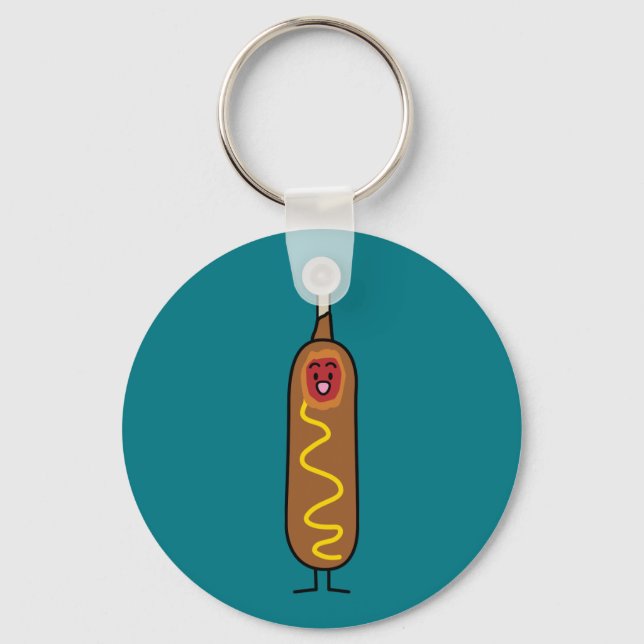 corn dog corndog mustard deep-fried sausage dogs key ring (Front)