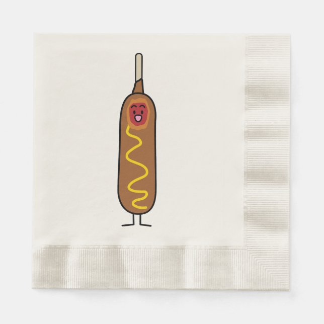 corn dog corndog mustard deep-fried sausage dogs napkin (Front)